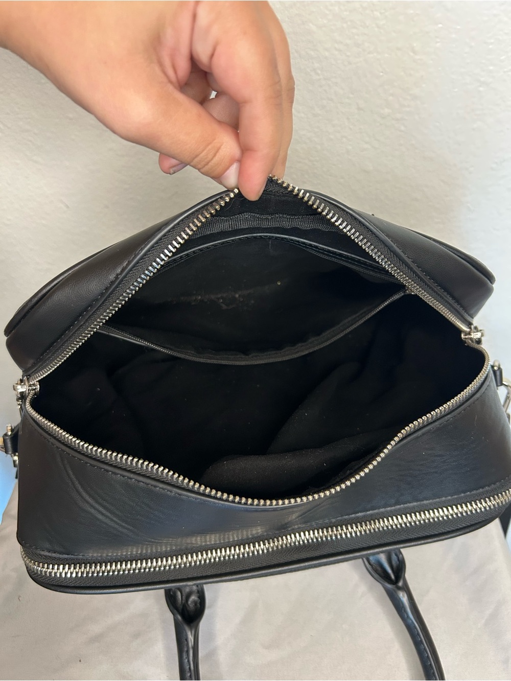 Steve Madden Black Pebbled Satchel with Top Handles - Picture 8 of 11